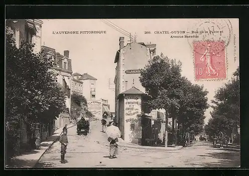 AK Chatel-Guyon, Rue de la Poste et Avenue Baraduc