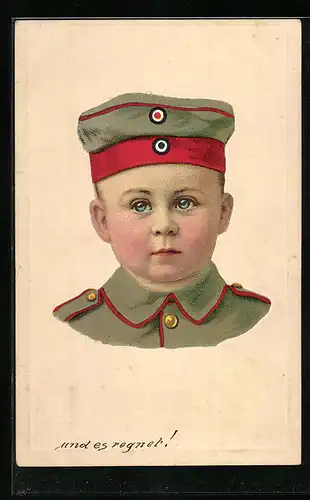 AK Kleiner Soldat in Uniform, Kinder Kriegspropaganda