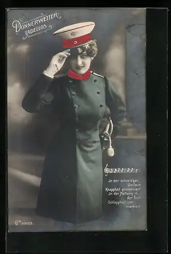 AK Donnerwetter tadellos!, Soldatin in Uniform mit Schirmmütze