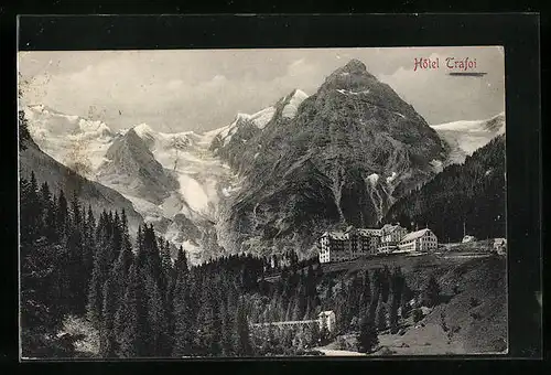 AK Trafoi, Hotel Trafoi mit Gebirgswand