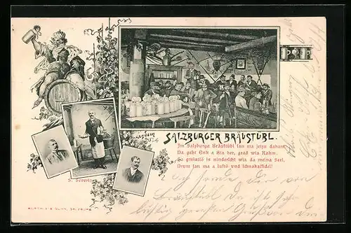 AK Salzburg, Salzburger Bräustüble, Innenansicht, S. Severin