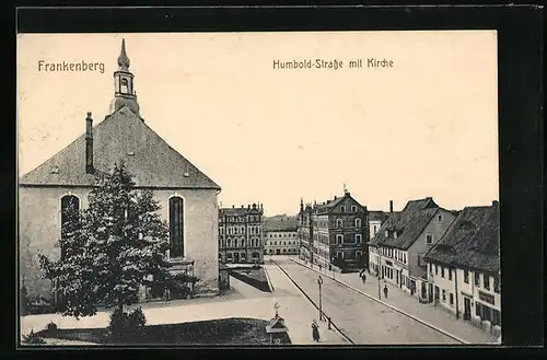 AK Frankenberg, Humbold-Strasse mit Kirche