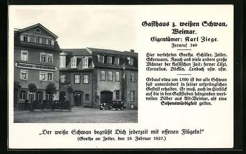 AK Weimar, Gasthaus Zum weissen Schwan