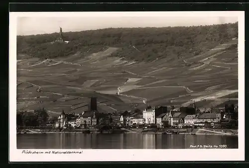 AK Rüdesheim, Ortsansicht mit Nationaldenkmal