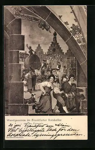 AK Frankfurt a. Main, Wandgemälde im Ratskeller