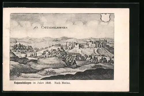 Künstler-AK Katzenelnbogen, Teilansicht 1646 nach Merian