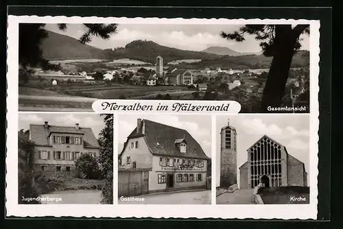 AK Merzalben im Pfälzerwald, Gasthaus, Jugendherberge, Kirche