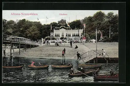 AK Hamburg-Neumühlen, Gasthaus Fährhaus mit Brücke