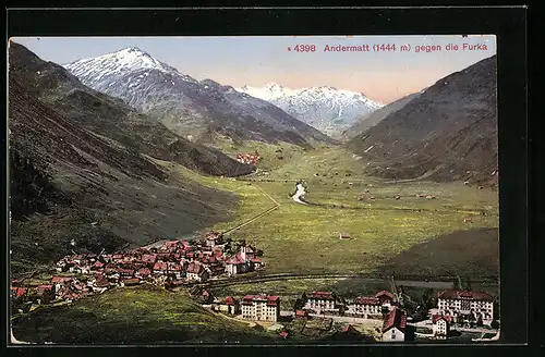 AK Andermatt, Generalansicht gegen die Furka
