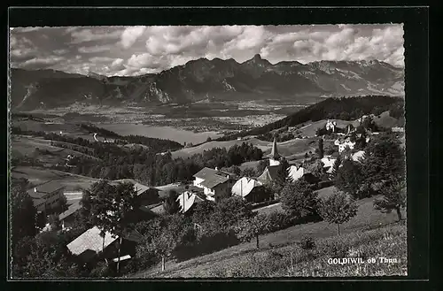 AK Goldiwil, Blick auf den Ort im Tal