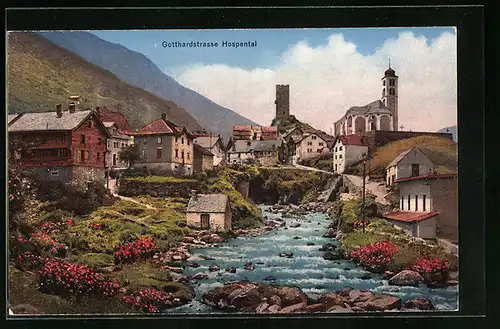 AK Hospental, am Bachufer an der Gotthardstrasse