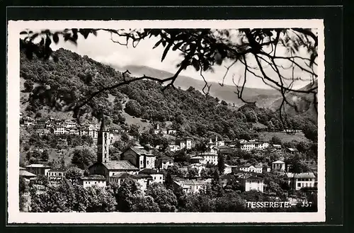 AK Tesserete, Generalansicht der Stadt, Blick auf die Kirche