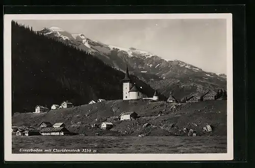 AK Urnerboden, an der Kirche mit Blick zum Claridenstock