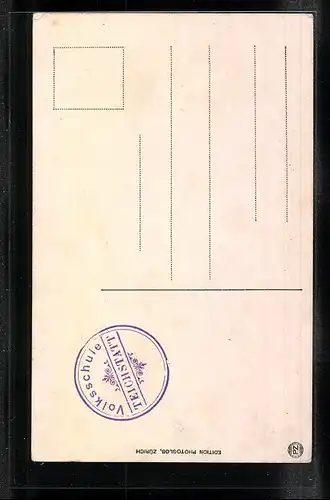 AK Davos, Talpanorama mit der Stadt und Blick auf die Alpen