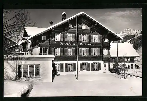 AK Lenk, vor dem Ferienheim Worb im Schnee