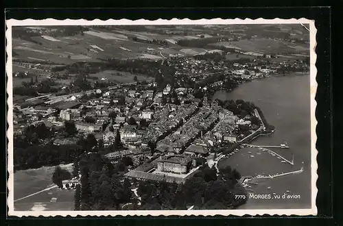 AK Morges, Gesamtansicht der Stadt, Fliegeraufnahme