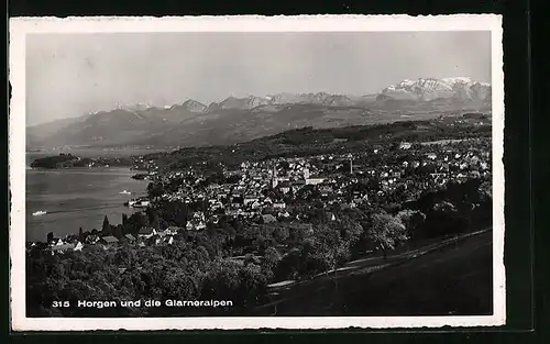 AK Horgen, Generalansicht gegen die Alpen