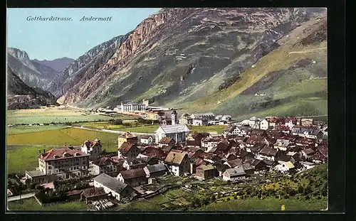 AK Andermatt, Stadttotale an der Gotthardstrasse
