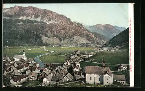 AK Andermatt, Totalansicht gegen die Schöllenen