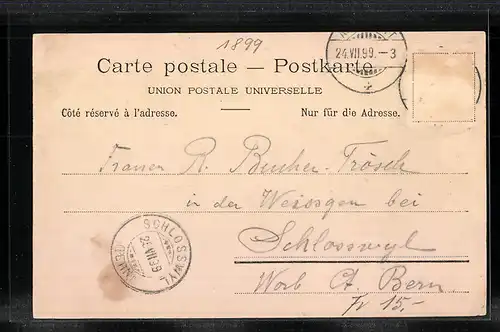 AK Andermatt, Blick über den Bach auf die Stadt