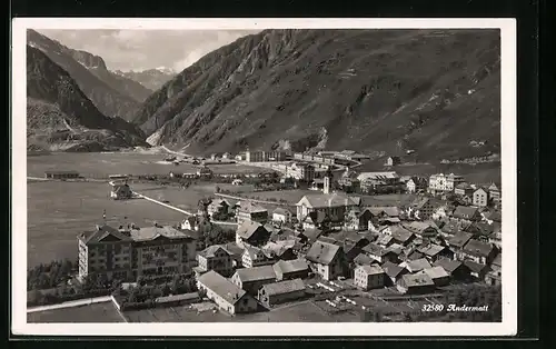 AK Andermatt, Stadttotale mit Talpanorama