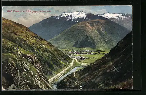 AK Andermatt, Stadtpanorama mit Unterloch