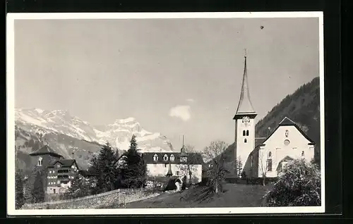 AK Bürglen, Kirche und Hotel Tell an der Klausenstrasse