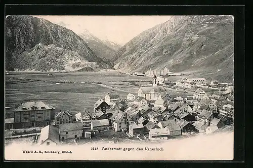 AK Andermatt, Panoramaansicht gegen das Urnerloch