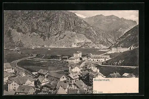 AK Andermatt, Blick über die Dächer der Stadt