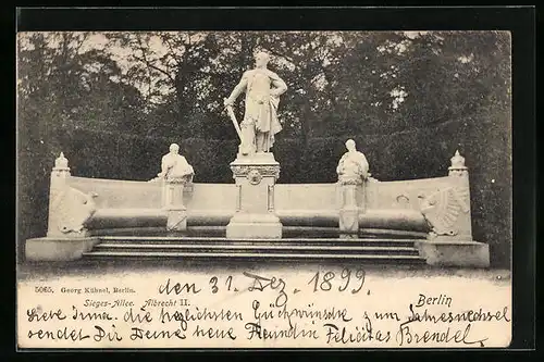 AK Berlin, Sieges-Allee mit Denkmal Albrecht II.