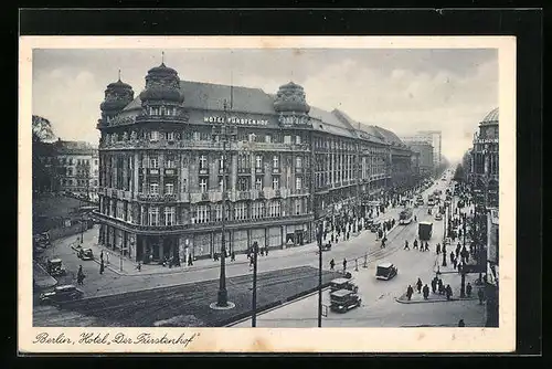 AK Berlin, Hotel Der Fürstenhof mit Strassenbahn