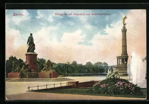 AK Berlin, Königsplatz mit Siegessäule und Bismarckdenkmal