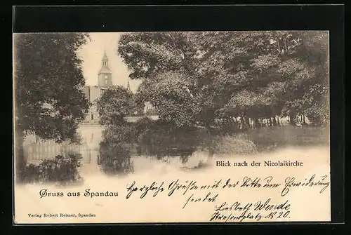 AK Berlin-Spandau, Blick nach der Nicolaikirche