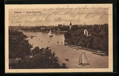 AK Berlin-Treptow, Spree-Panorama aus der Vogelschau