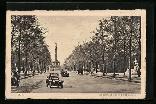 AK Berlin, Siegesallee mit Siegessäule