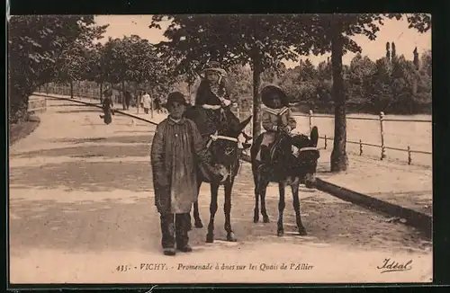 AK Vichy, Promenade a anes sur les Quais de l`Allier