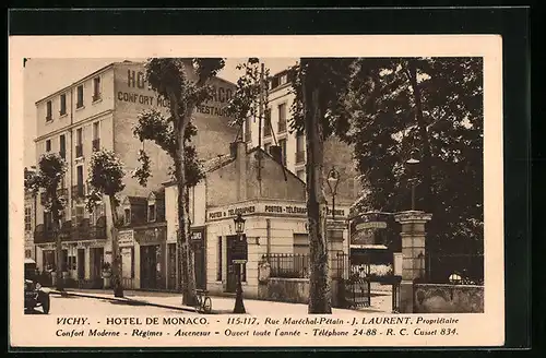 AK Vichy, Hotel de Monaco, Rue Marechal - Petain