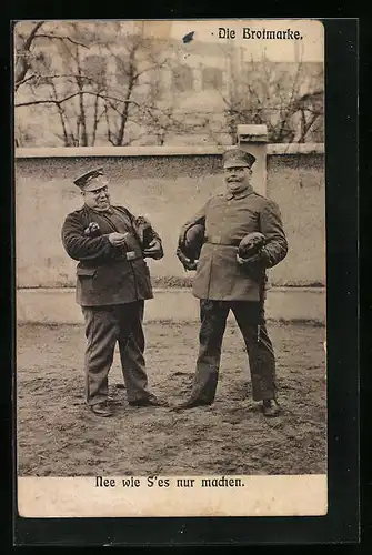 AK Brotmarke, Soldaten in Uniformen, Kriegsnot