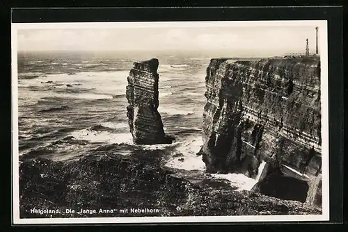 AK Helgoland, Blick auf die Lange Anna mit Nebelhorn