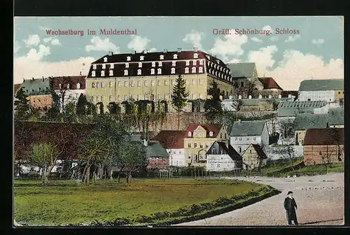 AK Wechselburg im Muldental, Blick auf Gräfl. Schönburgisches Schloss