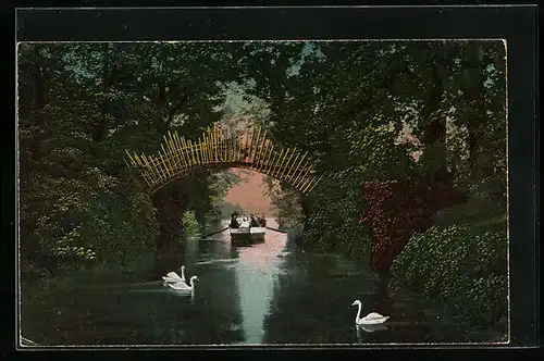 AK Wörlitz, Ruderboot unter der Sonnenbrücke