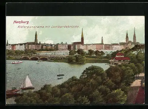 AK Hamburg-Neustadt, Alsterpanorama mit Lombardsbrücke