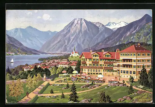 Künstler-AK Bad Wiessee, am Kurheim Rex