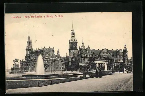 AK Dresden, Kath. Hofkirche und Kgl. Schloss