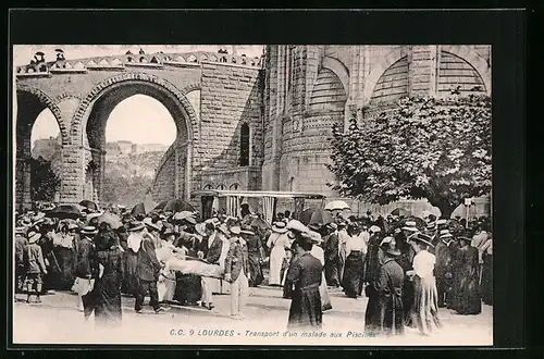 AK Lourdes, Transport d'un malade aux Piscines