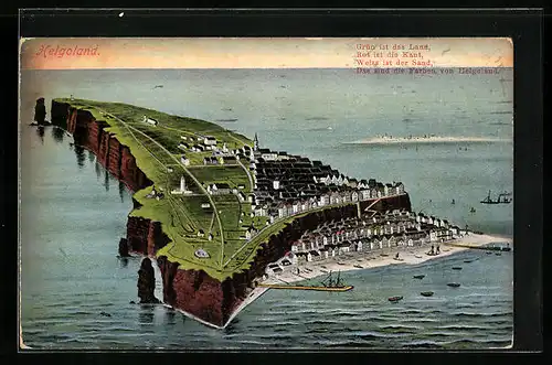 AK Helgoland, Inselpanorama mit Hafen