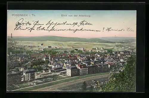 AK Pössneck i. Th., Panoramablick von der Altenburg aus gesehen