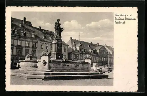 AK Annaberg i. E., Barbara-Uttmann-Denkmal