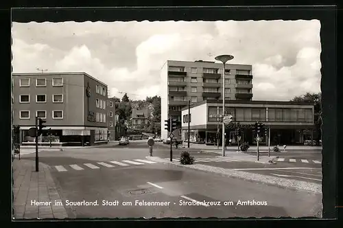 AK Hemer / Sauerland, Strassenkreuz am Amtshaus