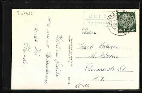 AK Laubach / Biberach, Totalansicht, weidende Kühe